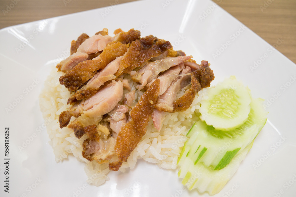 Fried chicken with rice,Thai food gourmet Fried chicken with rice,Thai food gourmet