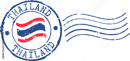 Postal grunge stamp 'Thailand' on white