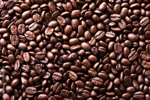 close up roasted coffee beans background
