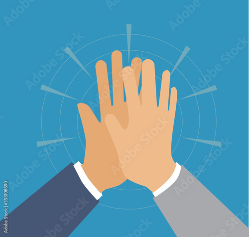 High five hands. Two hands giving high five. Team success vector concept