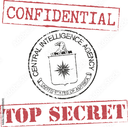 Grunge stamps 'CIA', 'confidential', 'top secret'