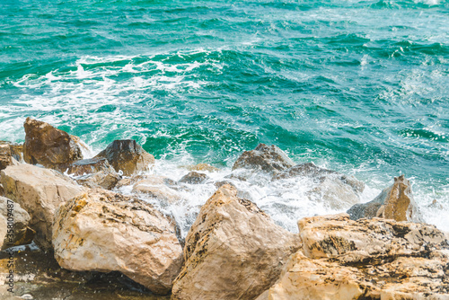 stormy weather at sea waves with splashes