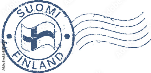 Postal grunge stamp 'Finland'. Finnish and english inscription.