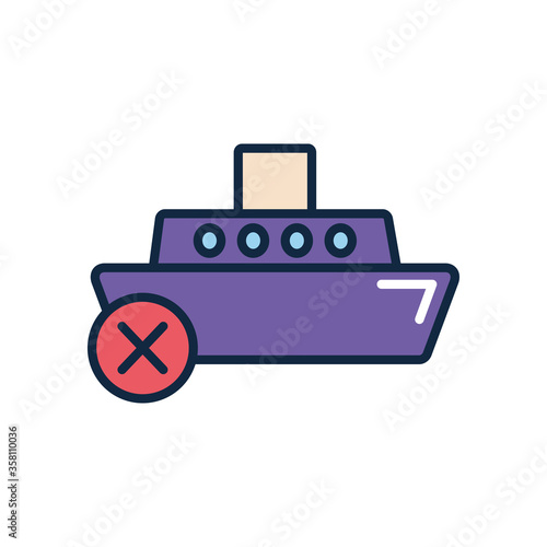 banned cruises symbol, wrong and cruise icon, line color style