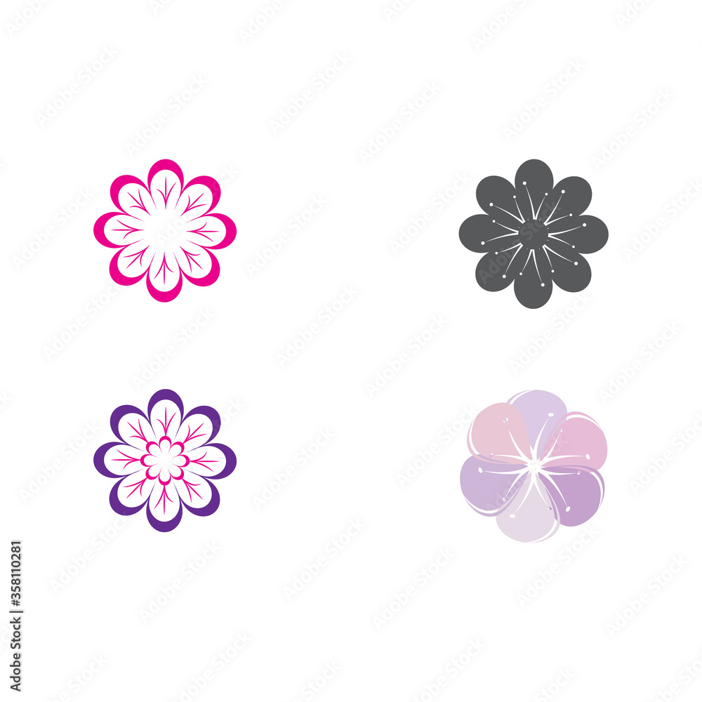 Set Beauty icon flowers design Set Beauty icon flowers design