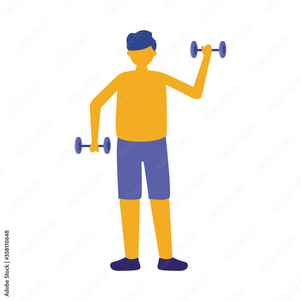 Man with sportswear doing exercise with weights vector design Man with sportswear doing exercise with weights vector design