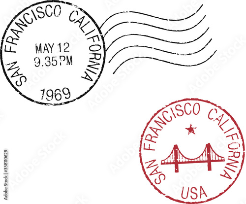 Two postal grunge stamps 'San Francisco'