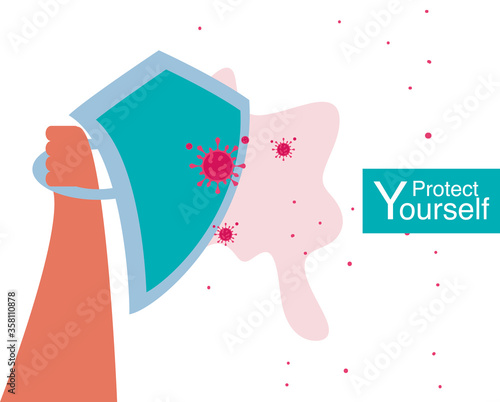 label protect yourself from coronavirus or covid 19, poster