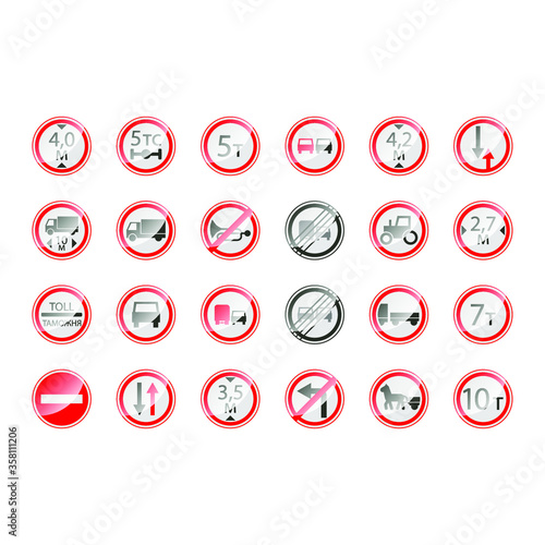 Set Of Different Collection Road Signs Vector Traffic