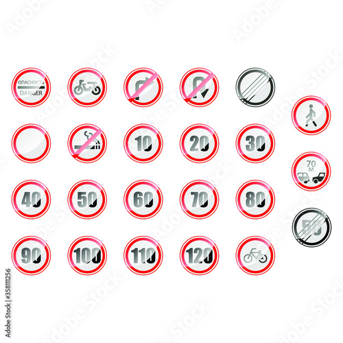 Set Of Different Collection Road Signs Vector Traffic