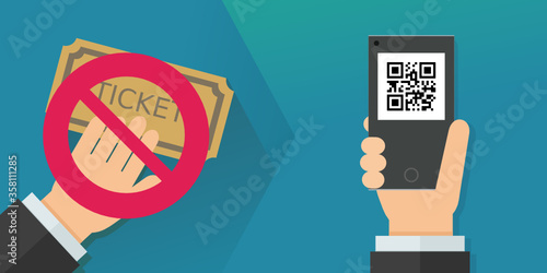 Passer du billet physique au E-billet (flat design)