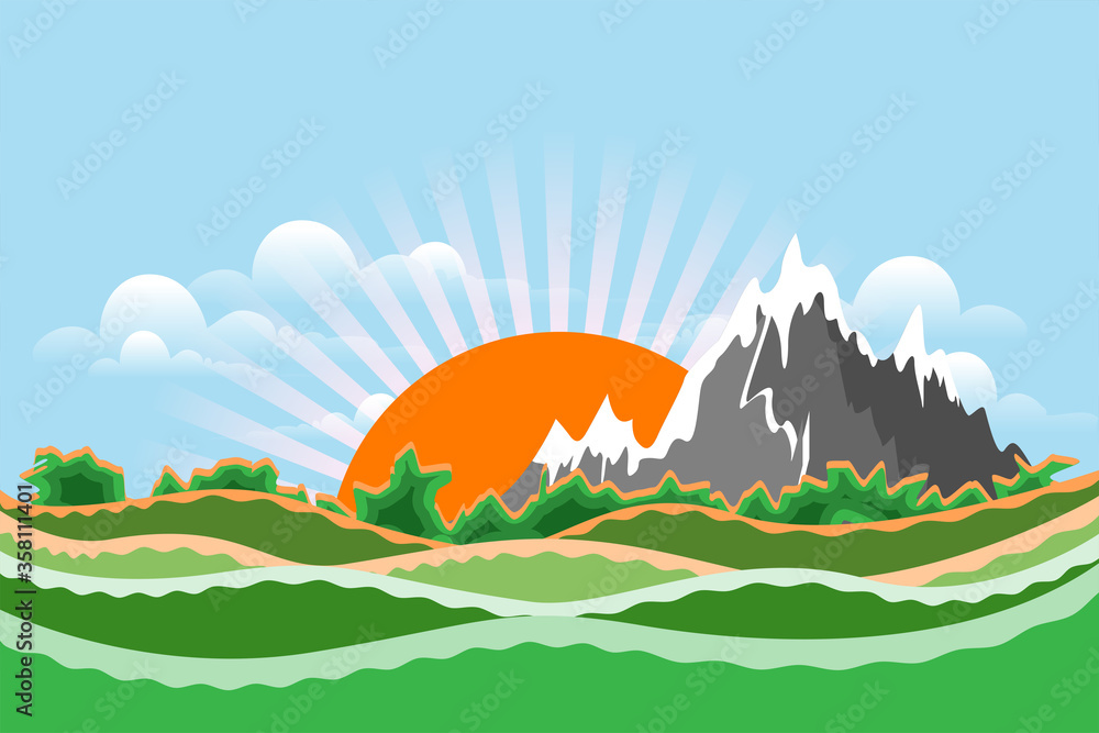 Stock Illustration Mountain Landscape