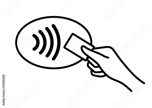 Contactless NFC wireless pay sign logo. Credit debit card nfc payment vector concept. EPS 10