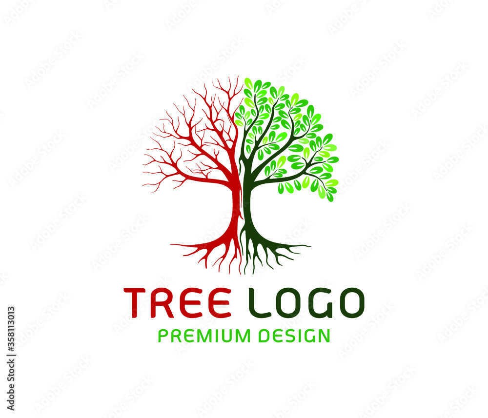 Obraz premium Abstract dry and leafy tree logo design