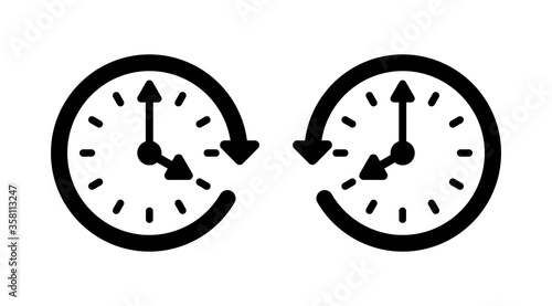 Change, adjust, set time forward, backward sign, icon. Vector illustration