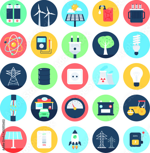 Energy and Power Flat Icons