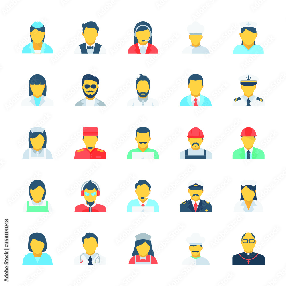 Fototapeta premium Professional Flat Vector Icons Collection