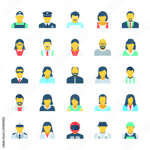 Professional Avatars Colored Vector Icons Pack