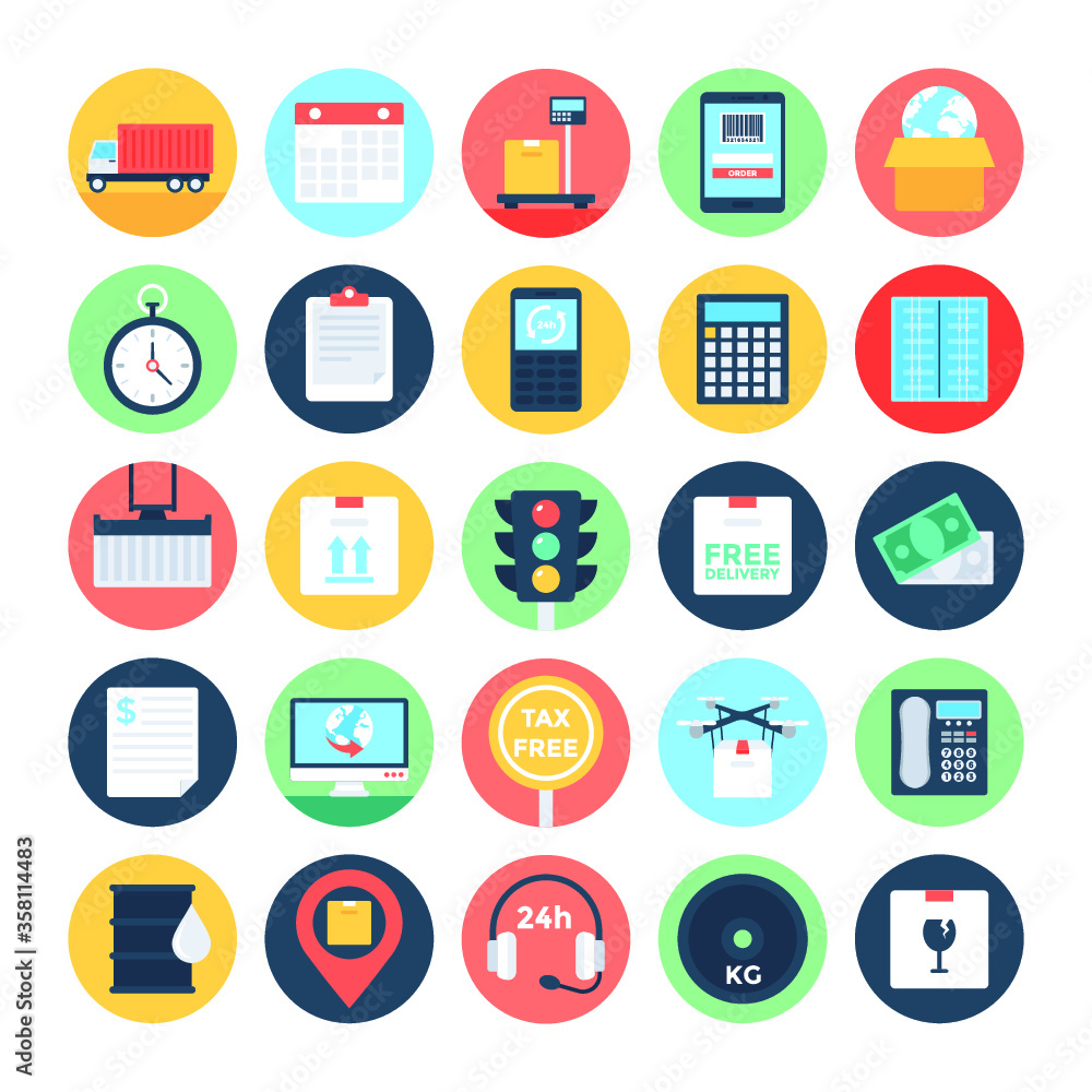 Global Logistics Flat Icons Pack Global Logistics Flat Icons Pack