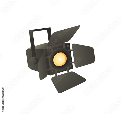 Illumination from spotlight vector, special equipment for stage and performances support, professional lights on concert, bright technology isolated