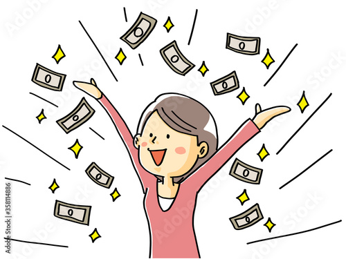 給付金助成金臨時収入ボーナス喜ぶ女性