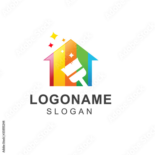Home Color or house Paint Brush Logo design Free Download Home Color or house Paint Brush Logo design - GFXLoad