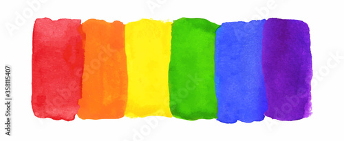 Watercolor Hand Painted Colorful Striped Ranbow Flag