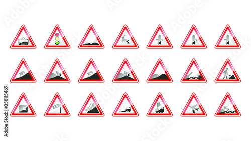 Set Of Different Collection Road Signs Vector Traffic