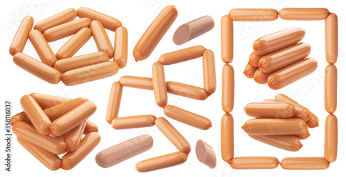 Принти на полотні Fresh boiled sausages isolated on white background