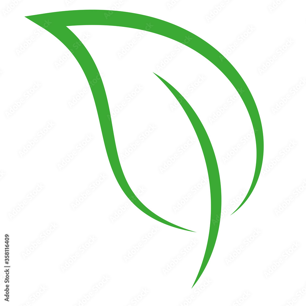 Blatt in grün gezeichnet, Blatt, Pflanze, Logo - obrazy, fototapety, plakaty 