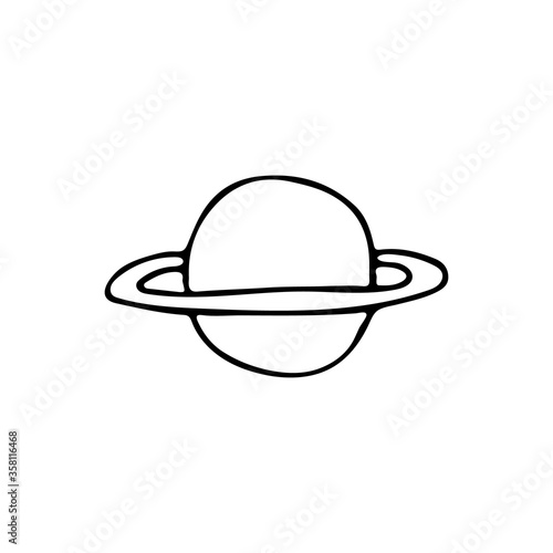 Doodle Saturn planet icon in vector. Hand drawn Saturn planet icon in vector