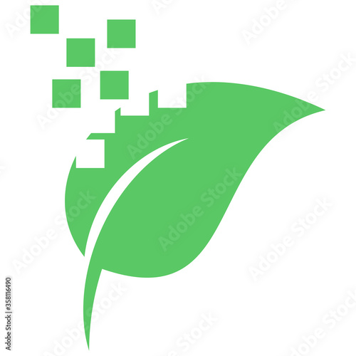 Blatt und Rechtecken, Pixel, Blatt, Ökologie, Logo