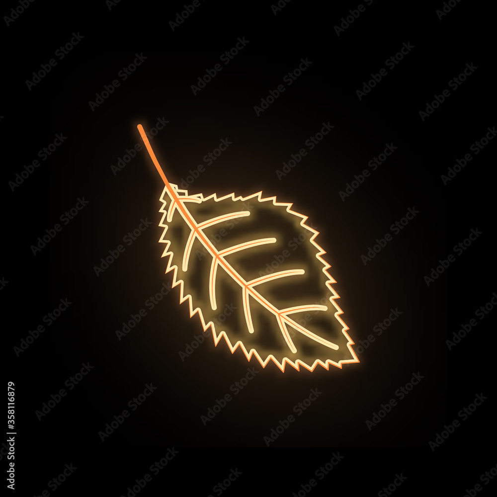 Autumn yellow color leaf neon icon. Simple thin line, outline vector of leaf icons for ui and ux, website or mobile application