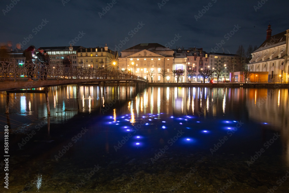 Luzern Rathausbrücke Lichtfestival
