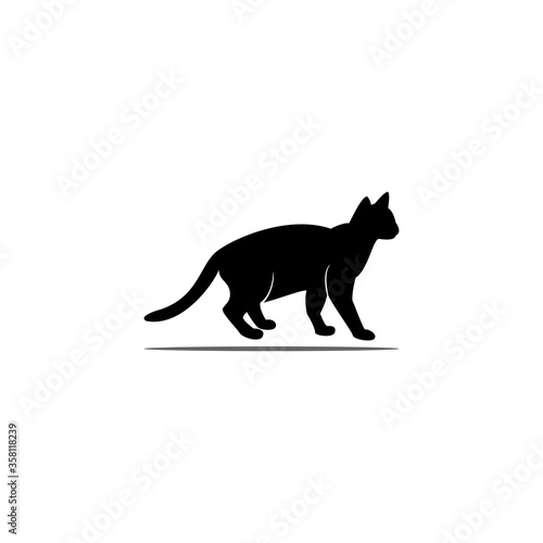 black cat logo template silhouette vector