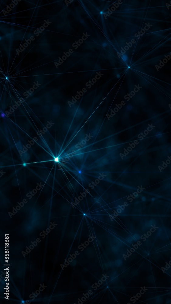 Festive Magic and Divine Blue Glowing Stars Lights and Polygon Lines. Phone Wallpaper Banner 3D Illustration on Black Background Festive Magic and Divine Blue Glowing Stars Lights and Polygon Lines. Phone Wallpaper Banner 3D Illustration on Black Background