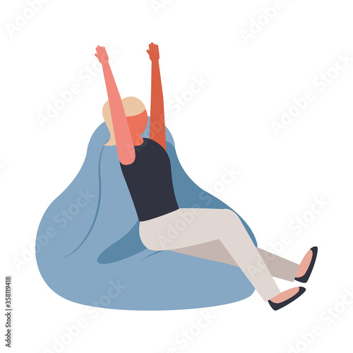 Isolated avatar woman on puf vector design