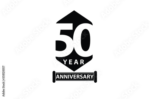 50 year anniversary Sign Ribbon All Black space vector illustration on White background - Vector
