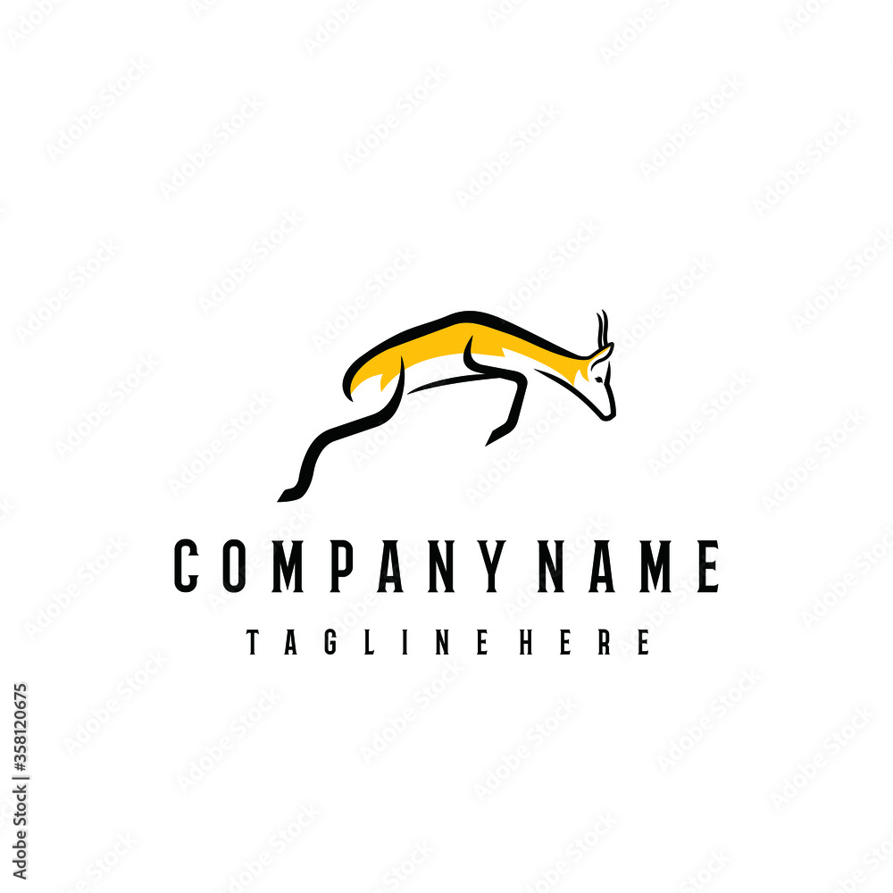 Springbok logo design template. Awesome a springbok logo. A springbok line art logotype. - obrazy, fototapety, plakaty 