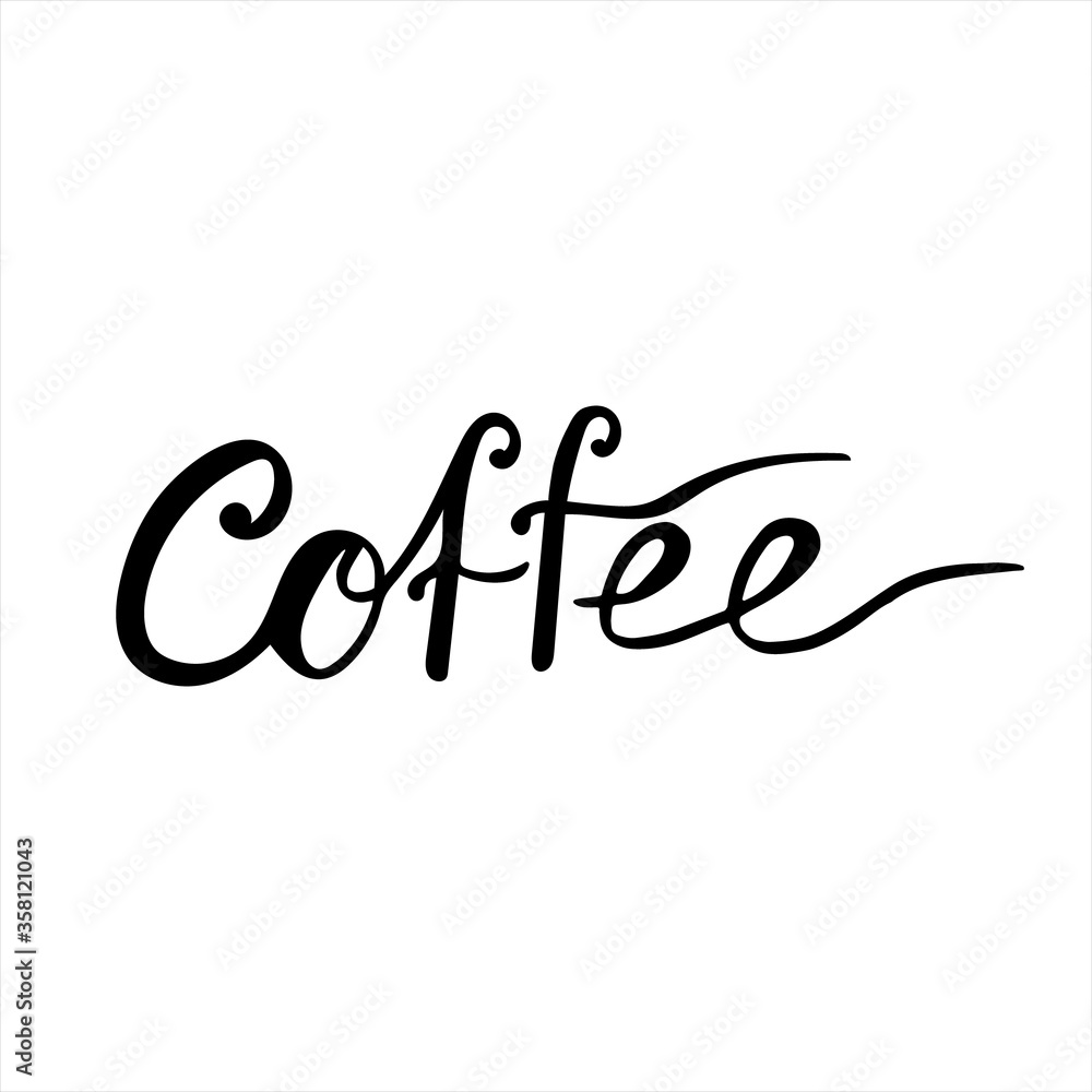 Isolated word Coffee, hand written vector lettering