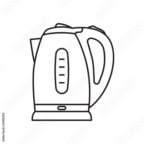 Electric kettle flat isolated on white icon. Vector.