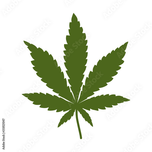 Cannabis leaf, marijuana isolated over white background