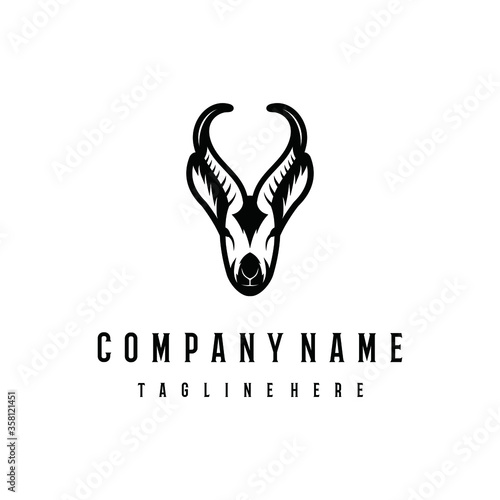 Springbok head logo design template. Awesome a springbok head logo. A springbok line art logotype.