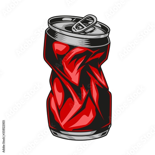 Crumpled red drink can