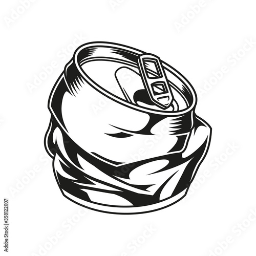 Crumpled metal drink can template