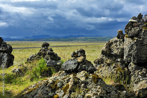 stone cairns at Laufskalavarda, Iceland © andreslebedev