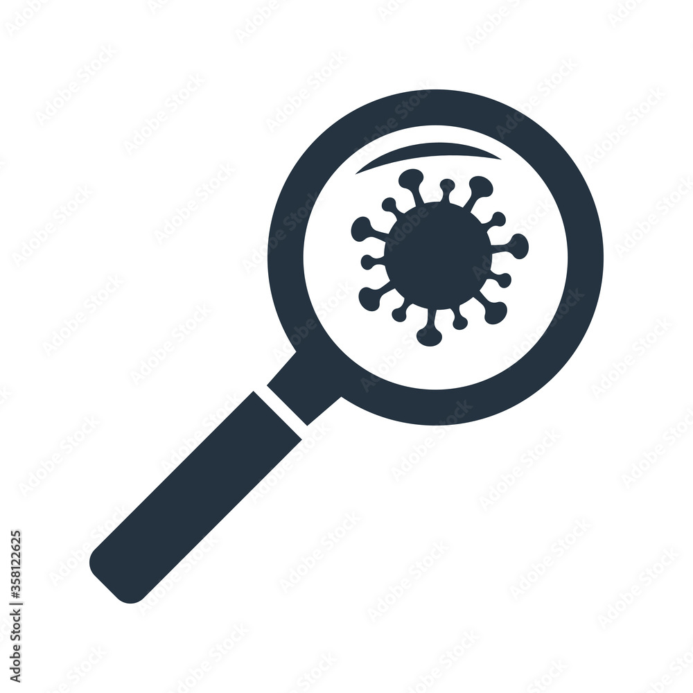 isolated abstract serching coronavirus icon, on white background, covid - 19; vaccine isolated abstract serching coronavirus icon, on white background, covid - 19; vaccine