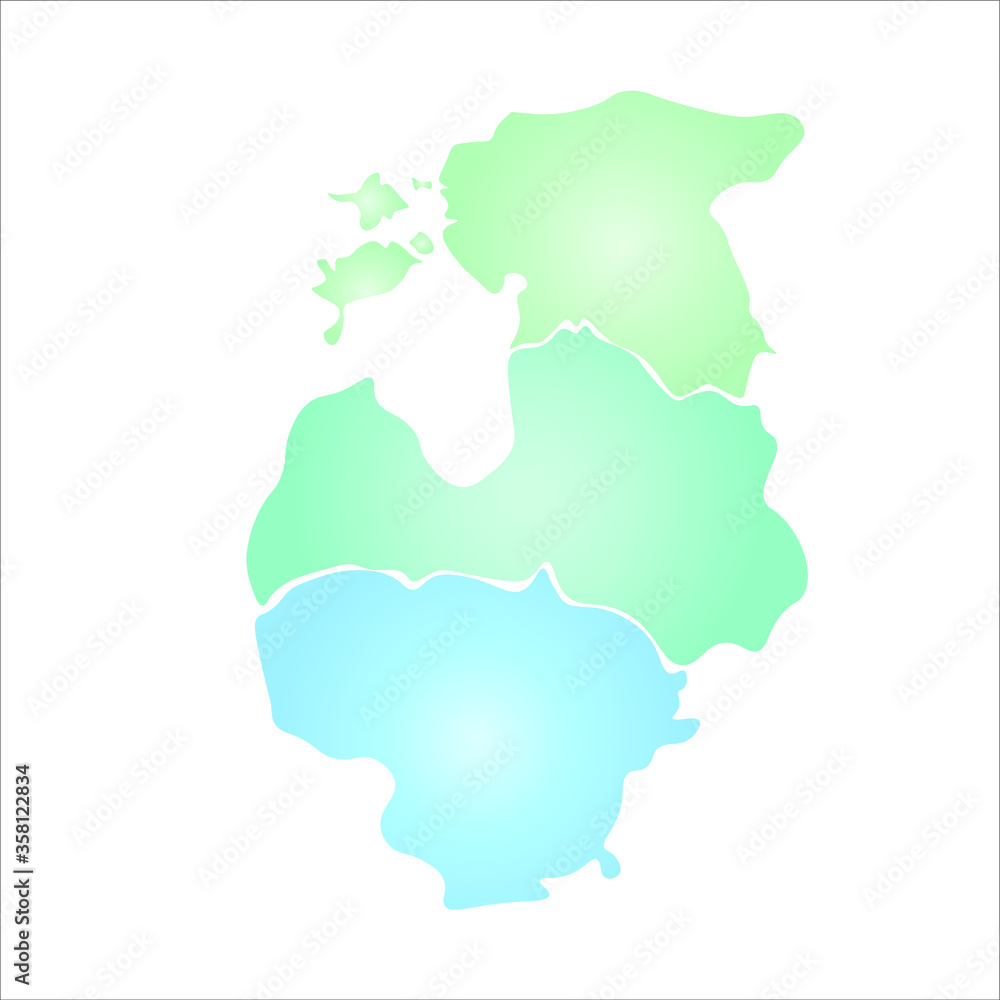 Vector illustration with simplified map of European Baltic sea countries (Estonia, Lithuania, Latvia) , green blue color and white background