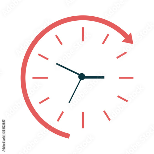 Isolated clock instrument with arrow vector design
