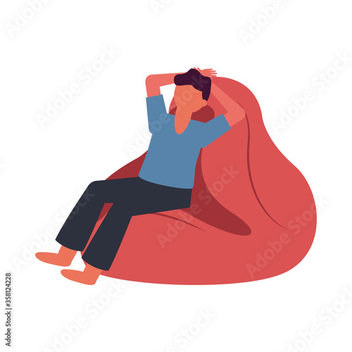 Isolated avatar man on puf vector design